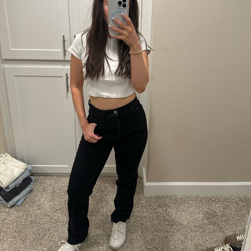 Abercrombie & Fitch Black 90’s Straight Ultra High Rise Jeans (Curve Love)